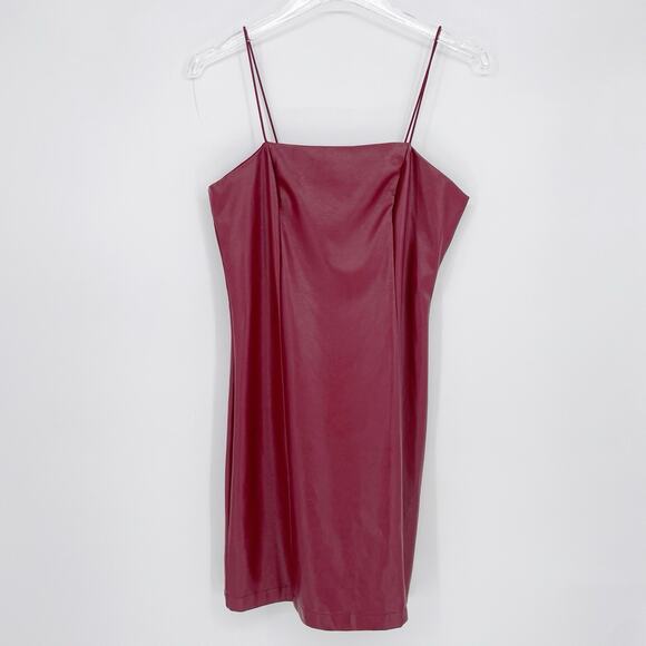 Wild Fable Vegan Leather Mini Dress Size Small Bodycon Red Tank Evening Short - Picture 1 of 8